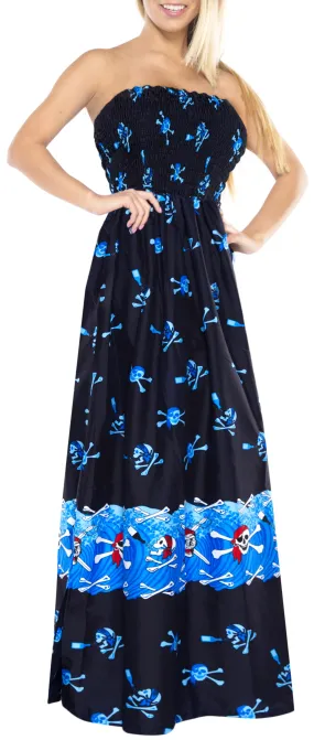 LA LEELA Evening Beach Swimwear Soft  Printed Swim Cover Up Long Tube Dress Bright Blue 273 One Size
