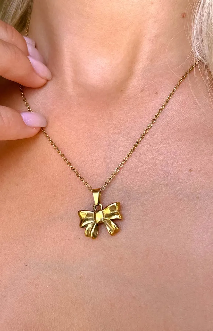 Landon Gold Bow Necklace