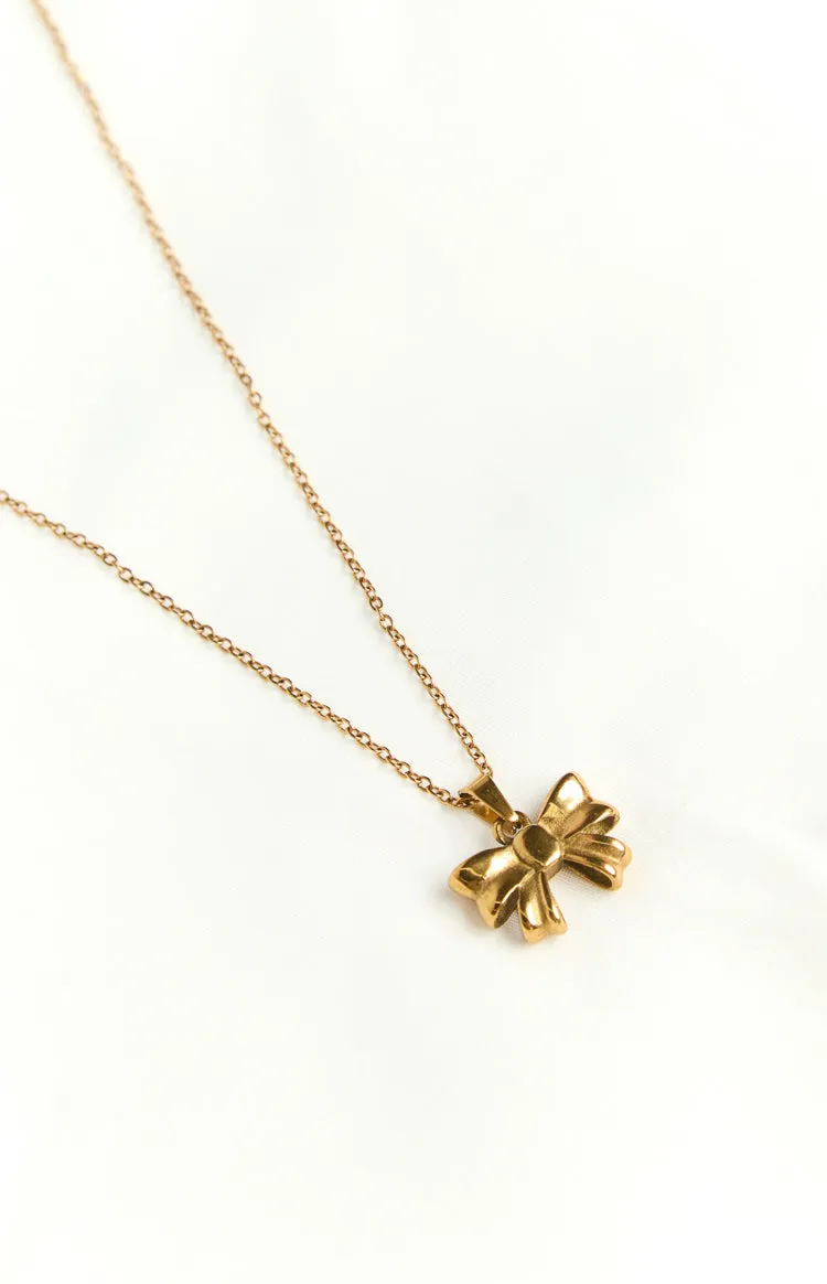 Landon Gold Bow Necklace