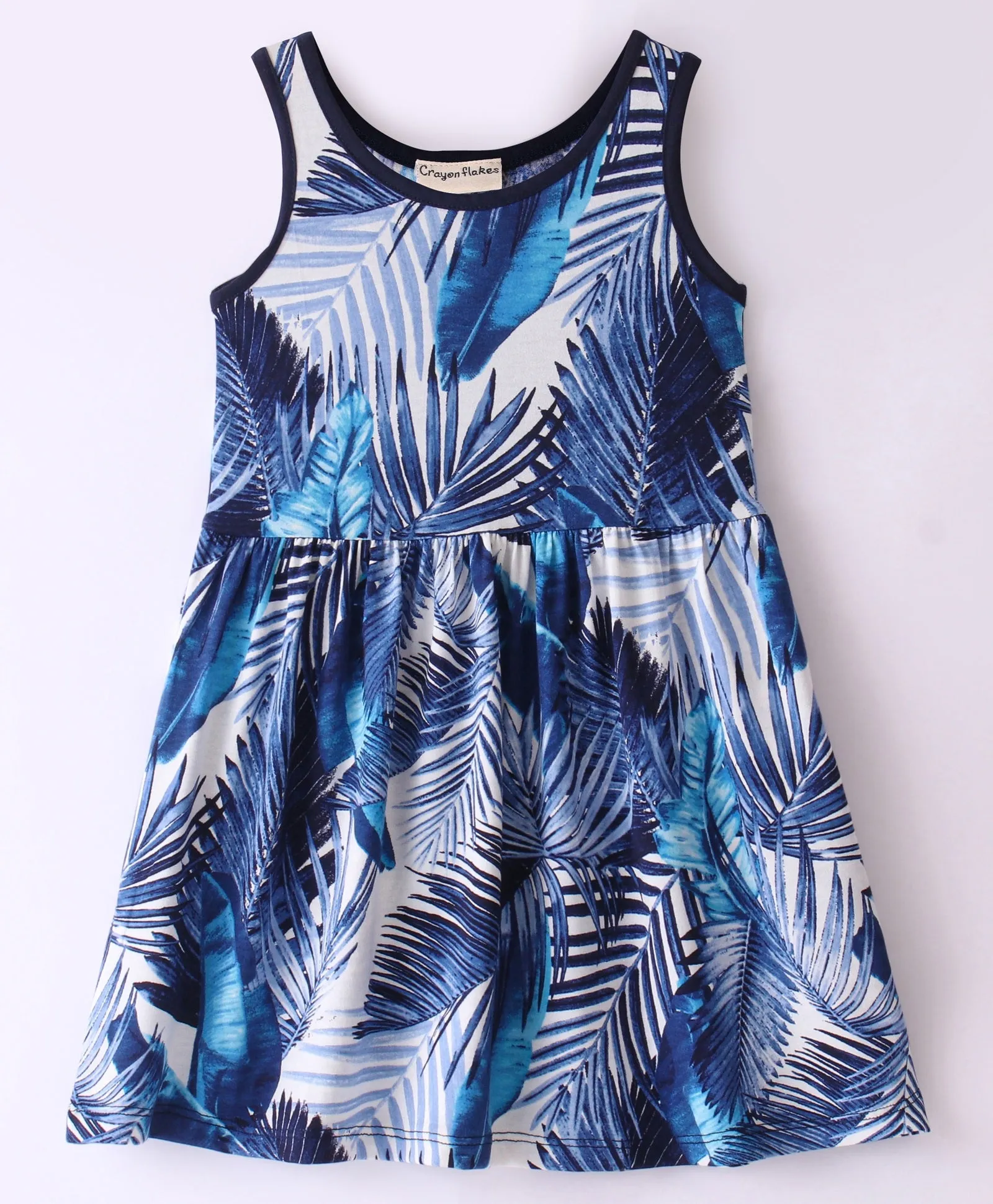 Leaves Printed Sleeveless Dress