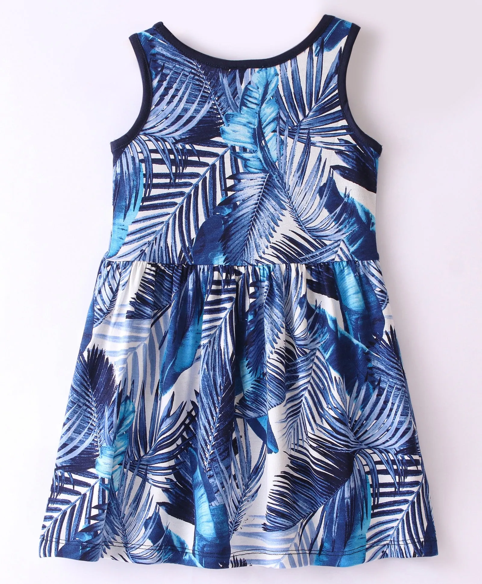 Leaves Printed Sleeveless Dress