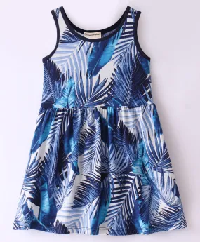 Leaves Printed Sleeveless Dress