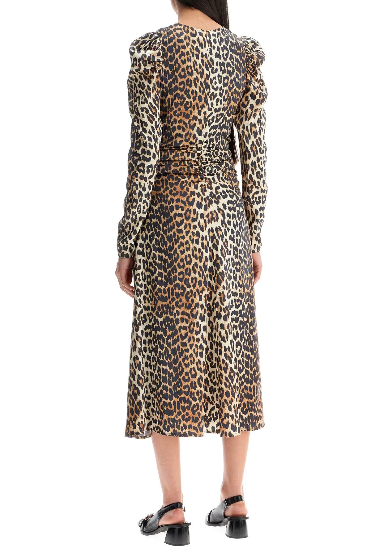 Leopard Print Satin Dress
