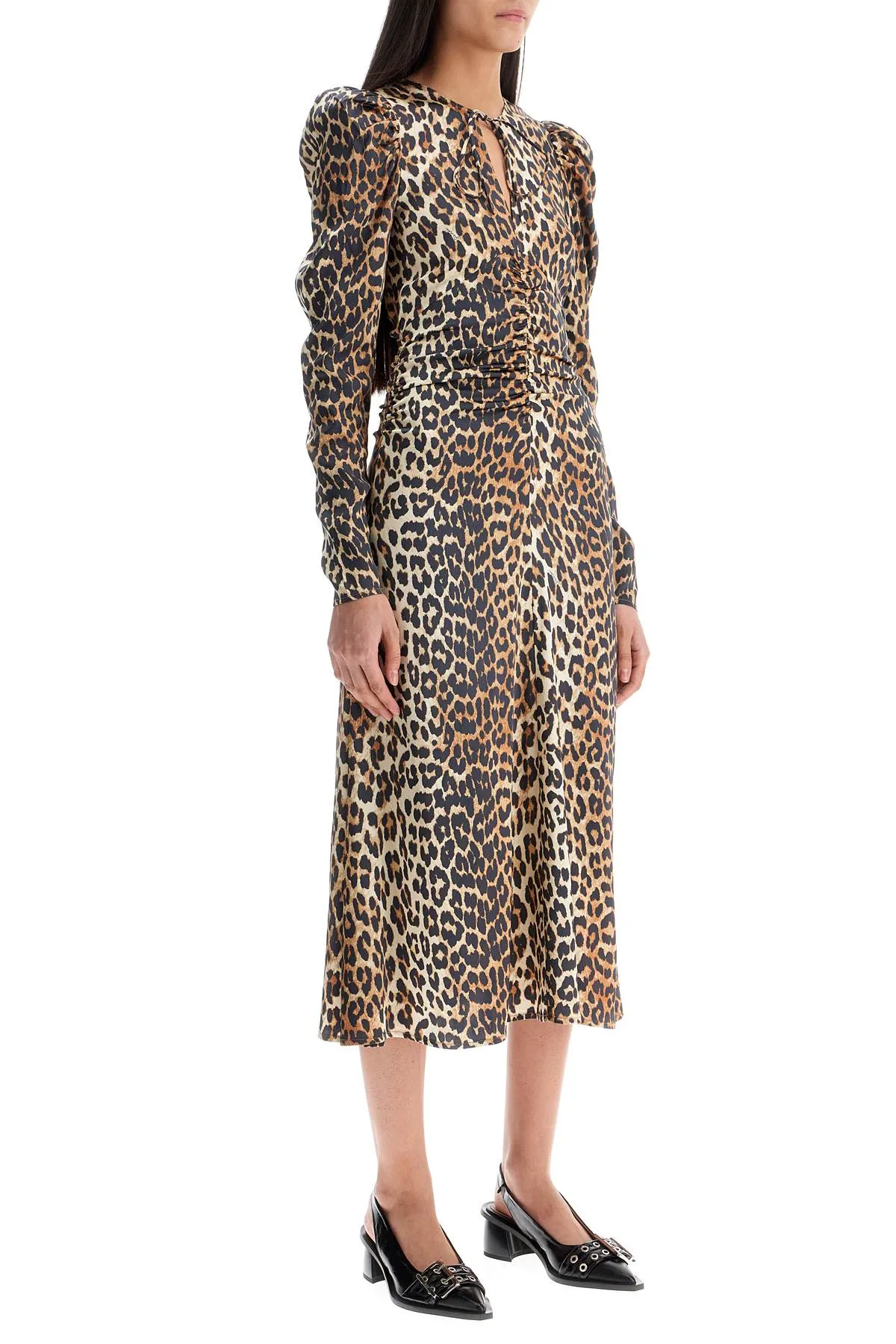 Leopard Print Satin Dress