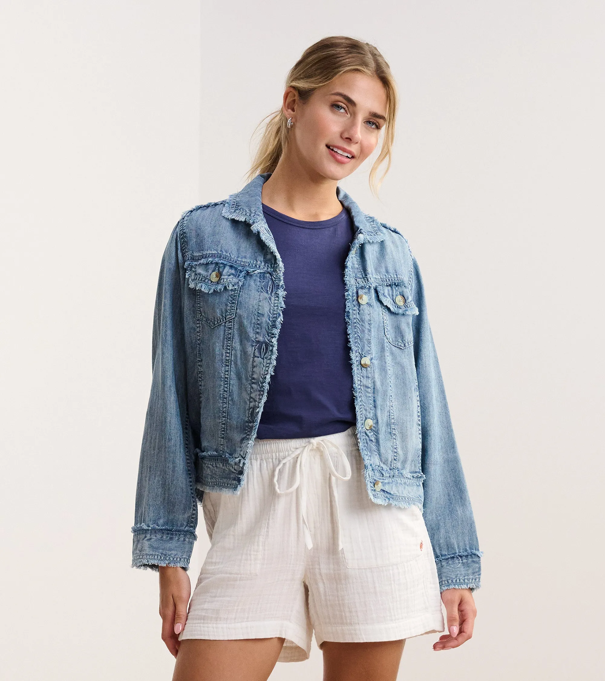 Linen Jacket - Blue Acid Wash