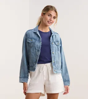 Linen Jacket - Blue Acid Wash