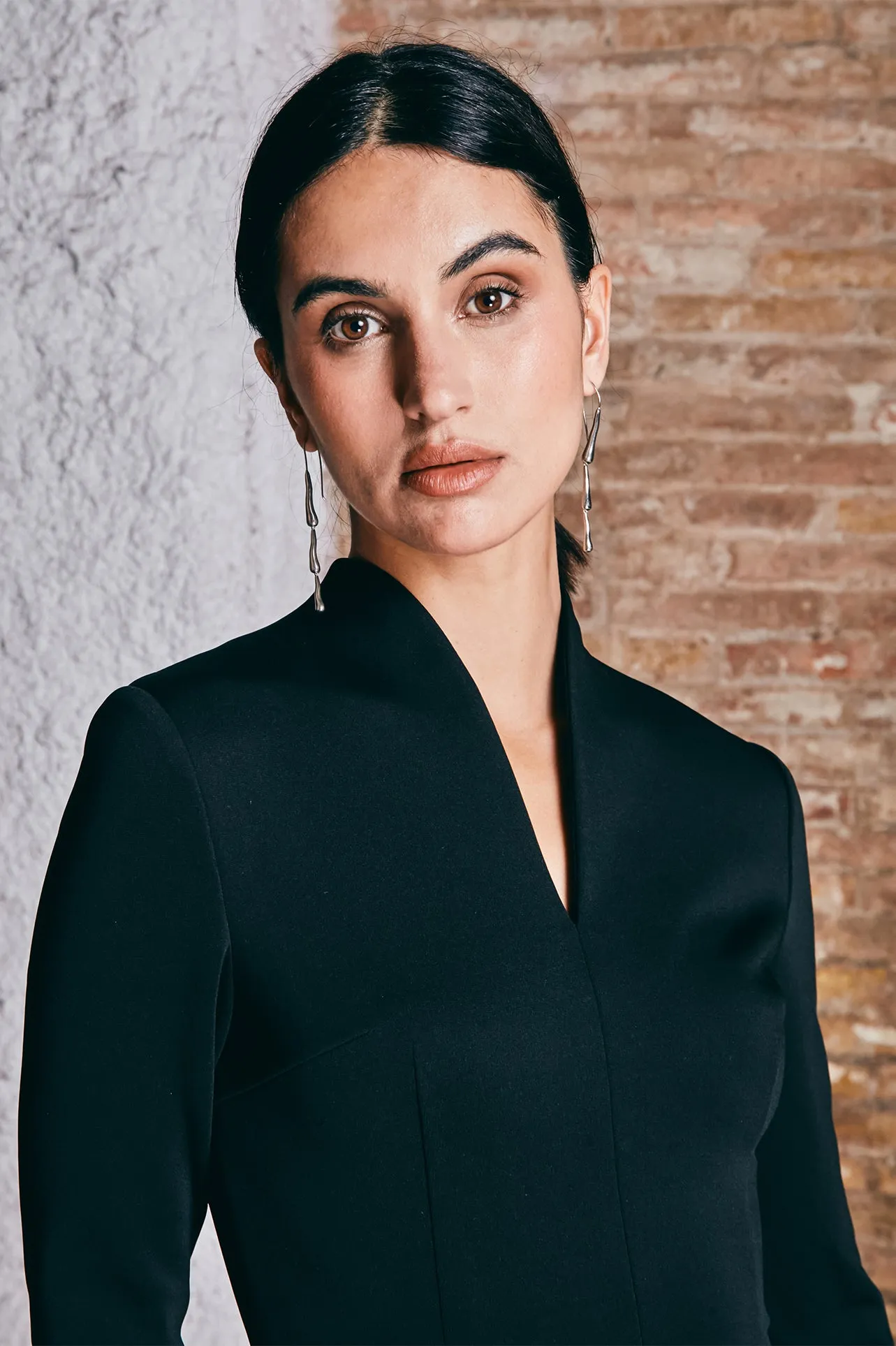 LONG SLEEVE V NECK DRESS