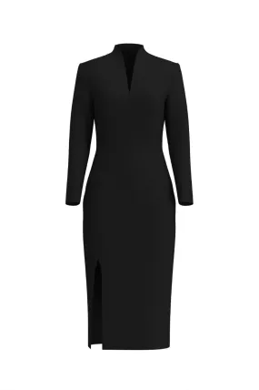 LONG SLEEVE V NECK DRESS