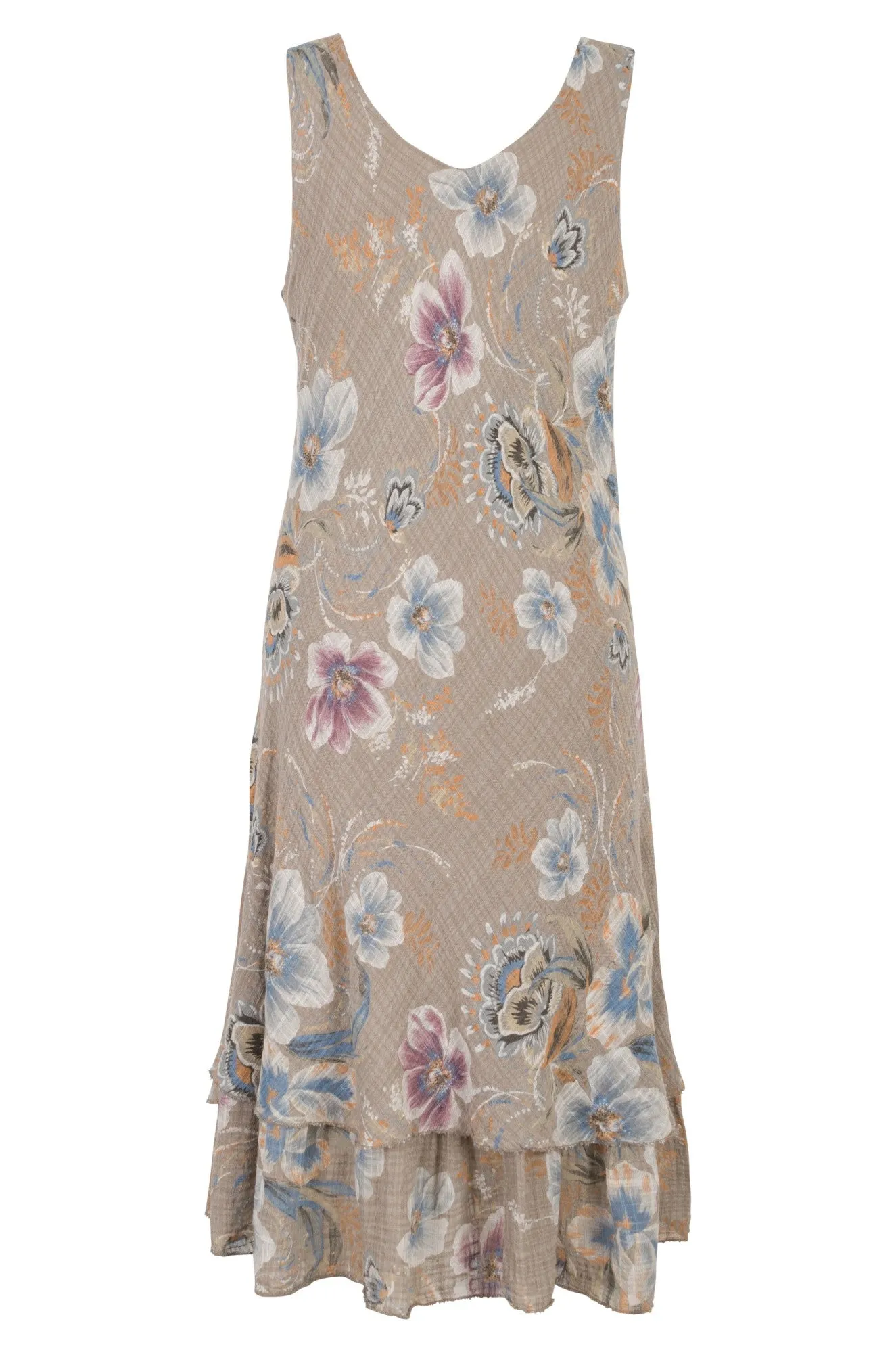 Made in Italy V neck Dress | TAUPE GARDEN | 0302A1