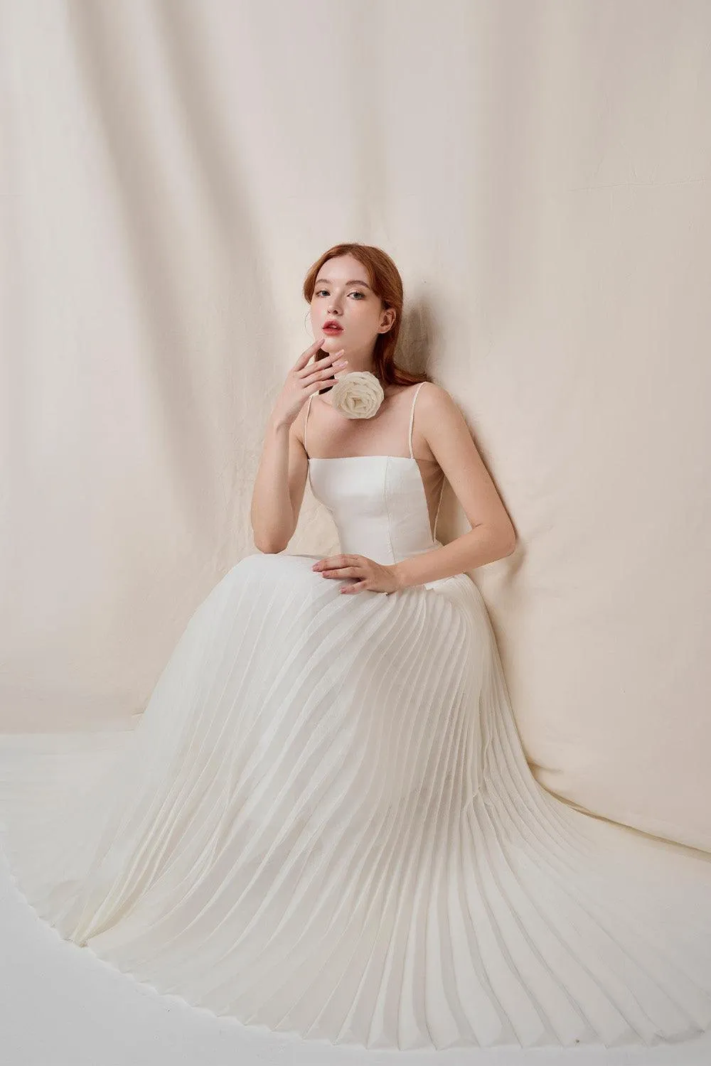 Magic Drop Waist Pleated Linen Ankle Length Dress