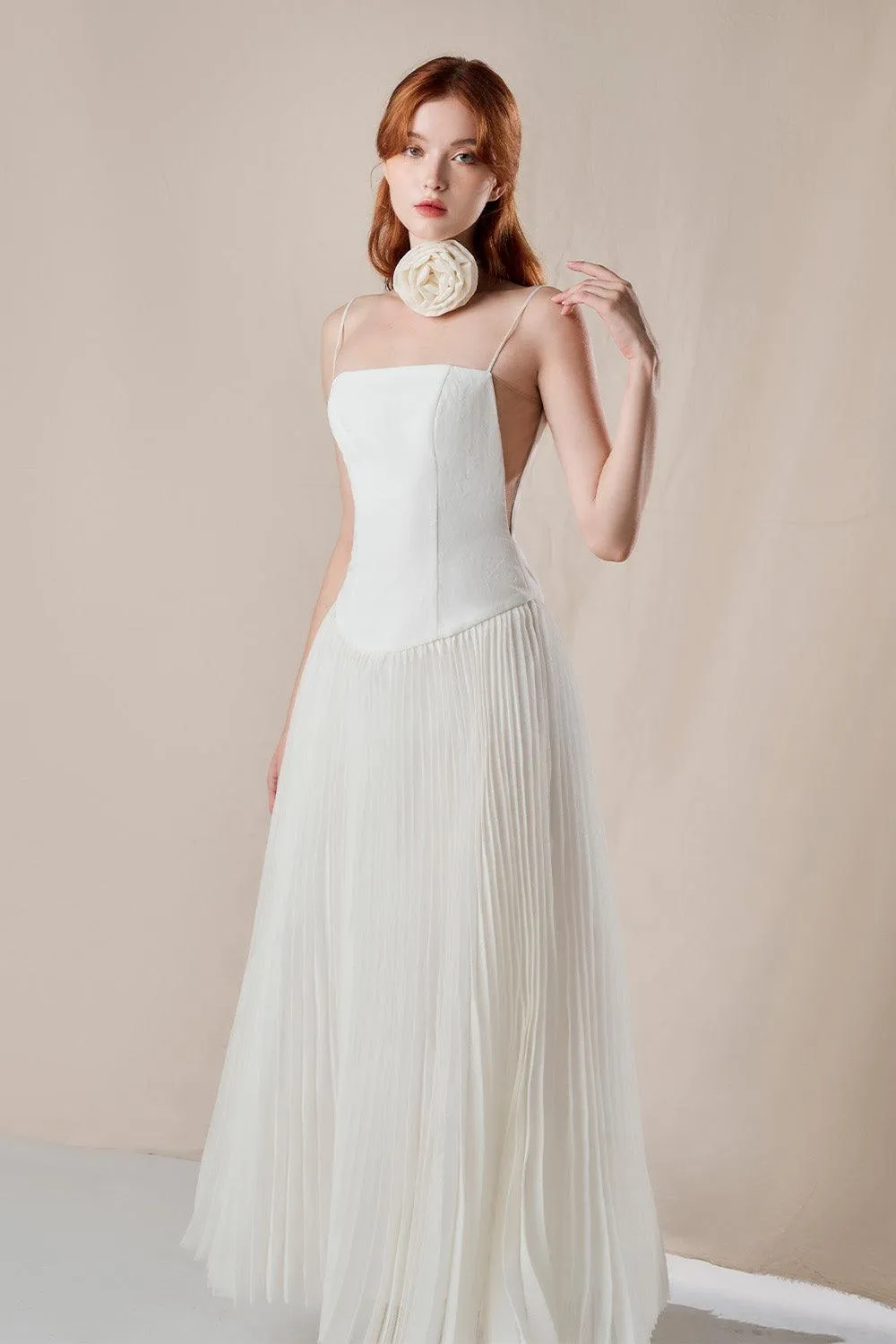 Magic Drop Waist Pleated Linen Ankle Length Dress