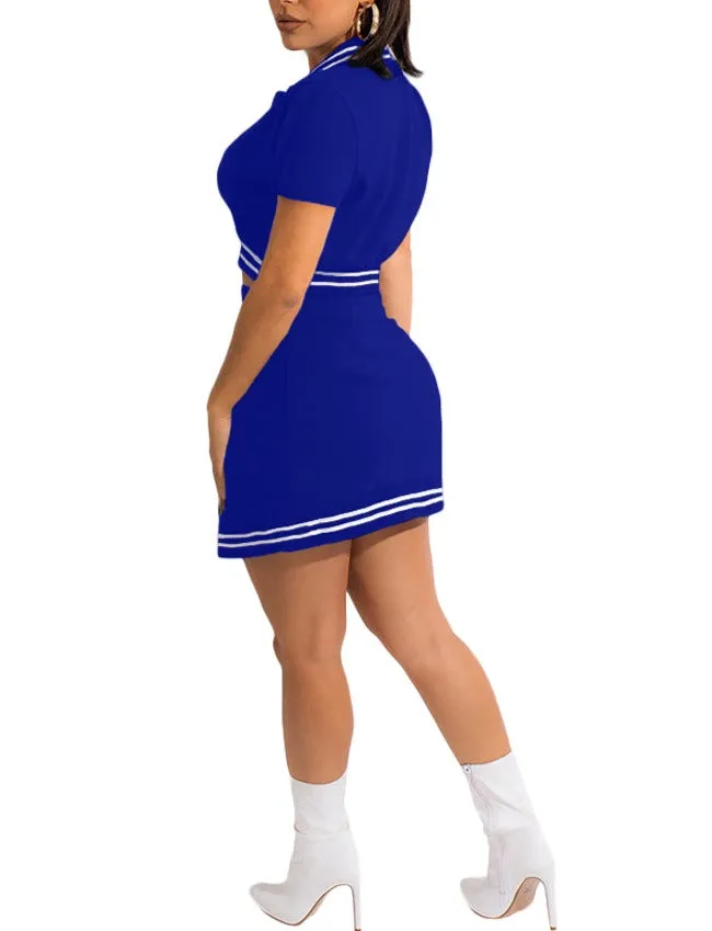 MB FASHION Cropped Varsity Jacket and High-Waisted Skirt Set with Slit 5089T