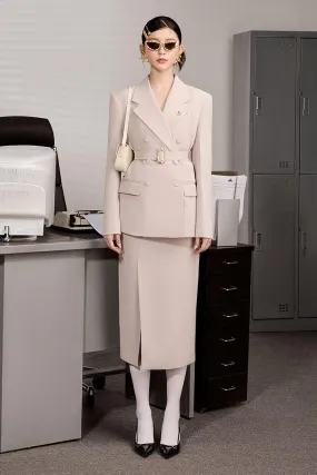 Menki Straight Long Sleeved Polyester Midi Set