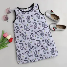 Mermaid Printed Dress - Grey
