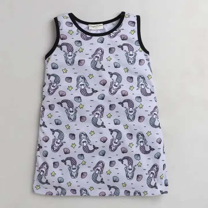 Mermaid Printed Dress - Grey