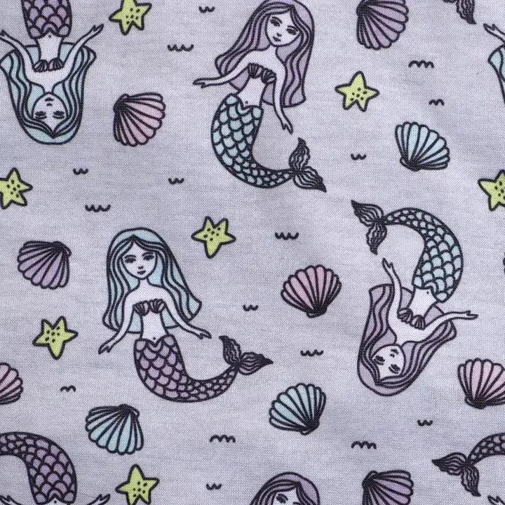 Mermaid Printed Dress - Grey