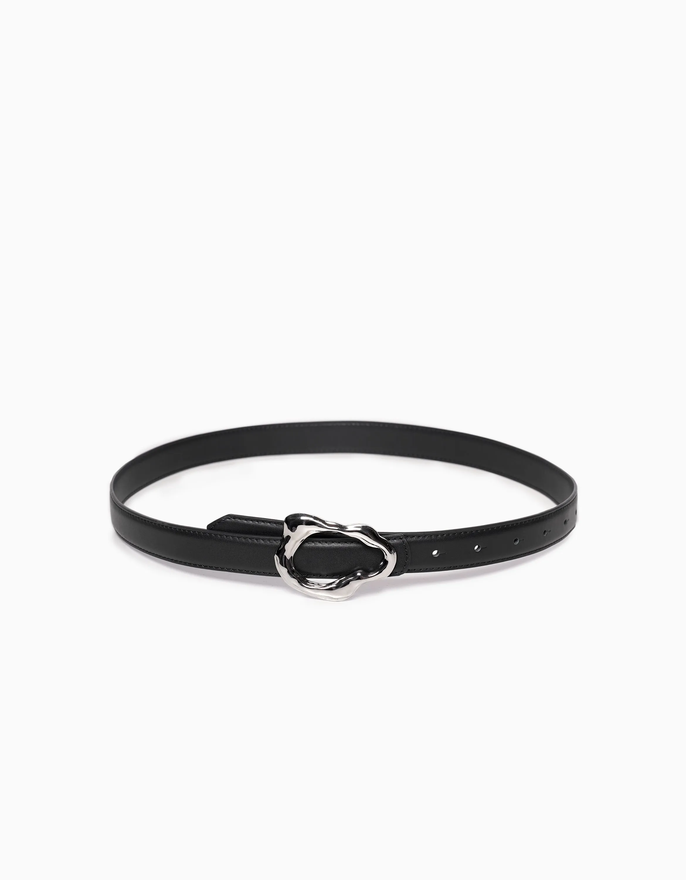 Metallic Buckle Leather Belt
