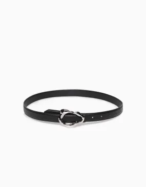 Metallic Buckle Leather Belt