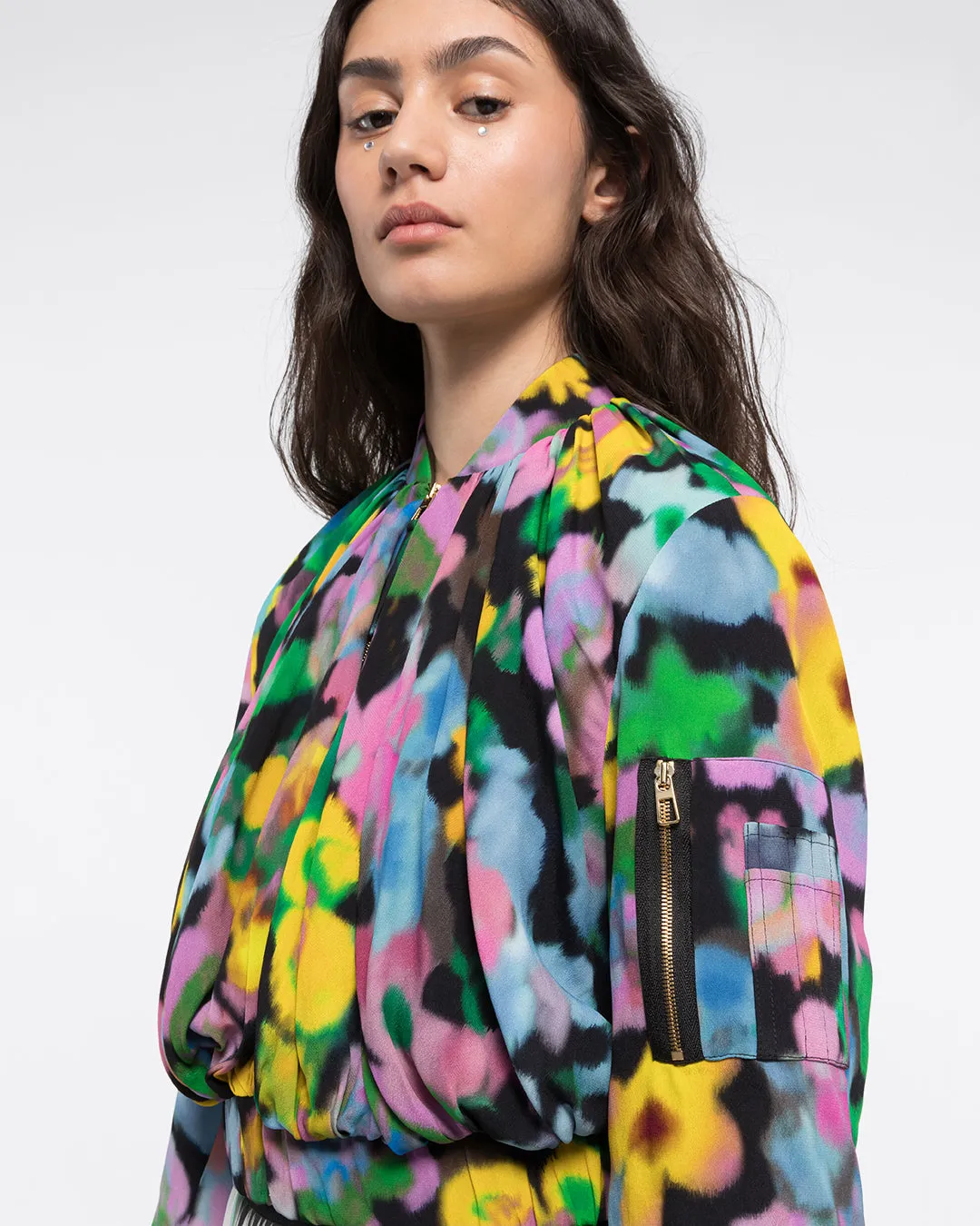 MINI FLORAL BOMBER - FLOWERS PRINT