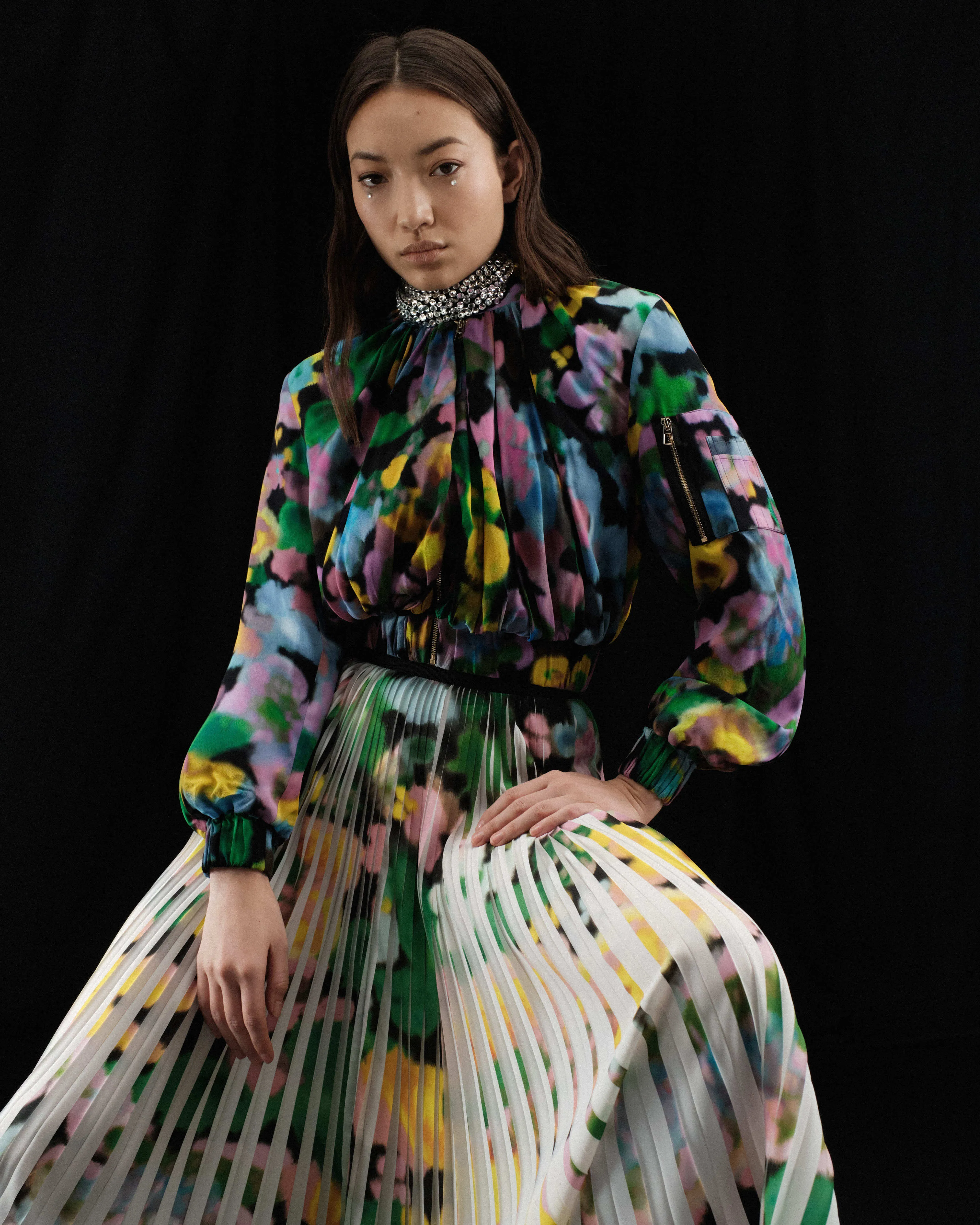 MINI FLORAL BOMBER - FLOWERS PRINT