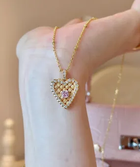 Modern Gold Sterling Silver Overgild Zircon Wire Drawing Love Ear Of Wheat Pendant Necklace QI074