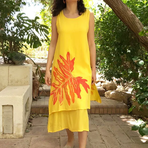 N1/U Sleeveless Two-Layer Dress-Aspen Yellow
