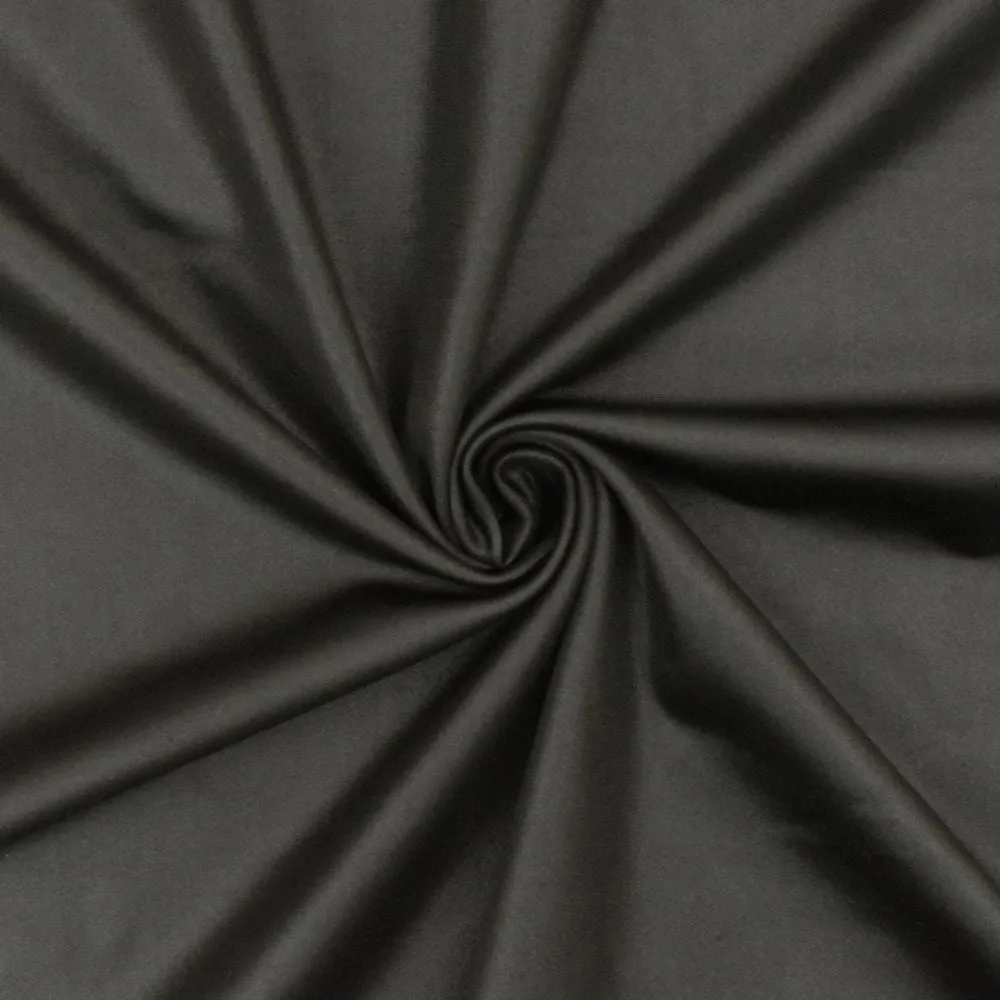 Oil Black Solid Stretch Polyester Satin Tricot Knit Fabric