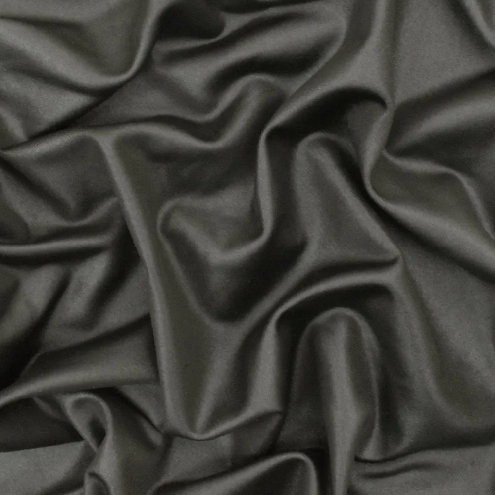 Oil Black Solid Stretch Polyester Satin Tricot Knit Fabric