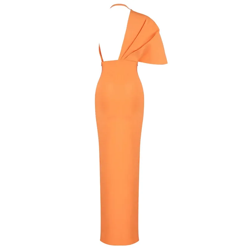 One Short Sleeve Solid Long Dress