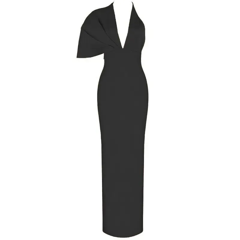 One Short Sleeve Solid Long Dress