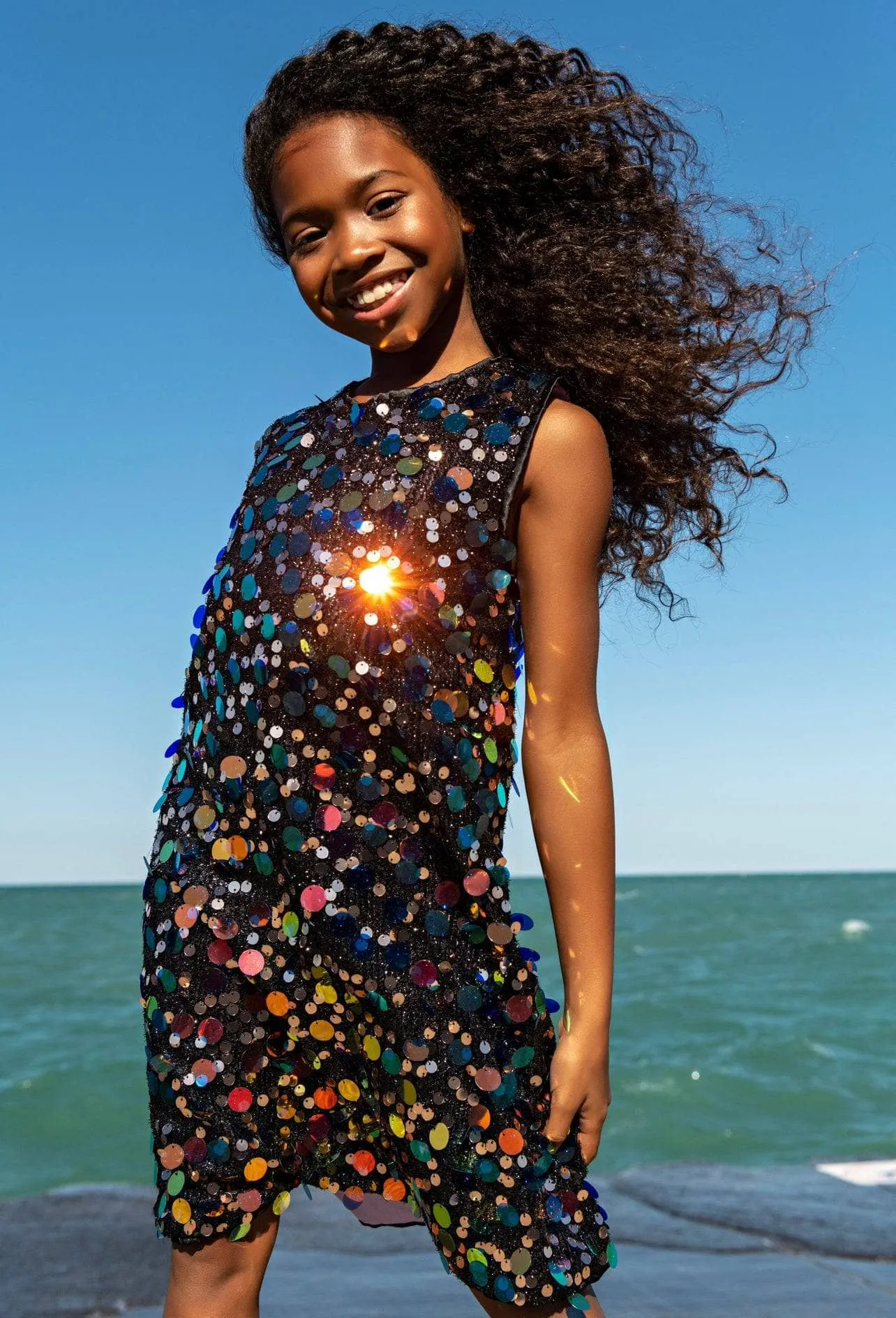 Paillette Stardust Sequin Dress Black