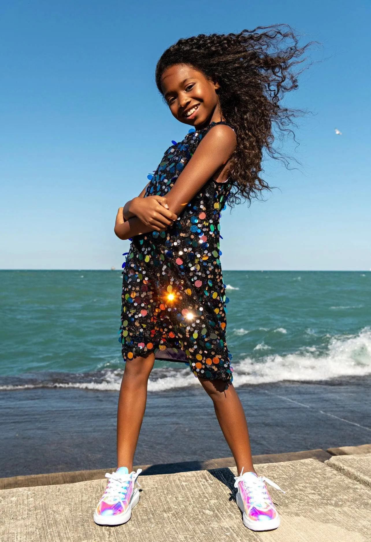 Paillette Stardust Sequin Dress Black