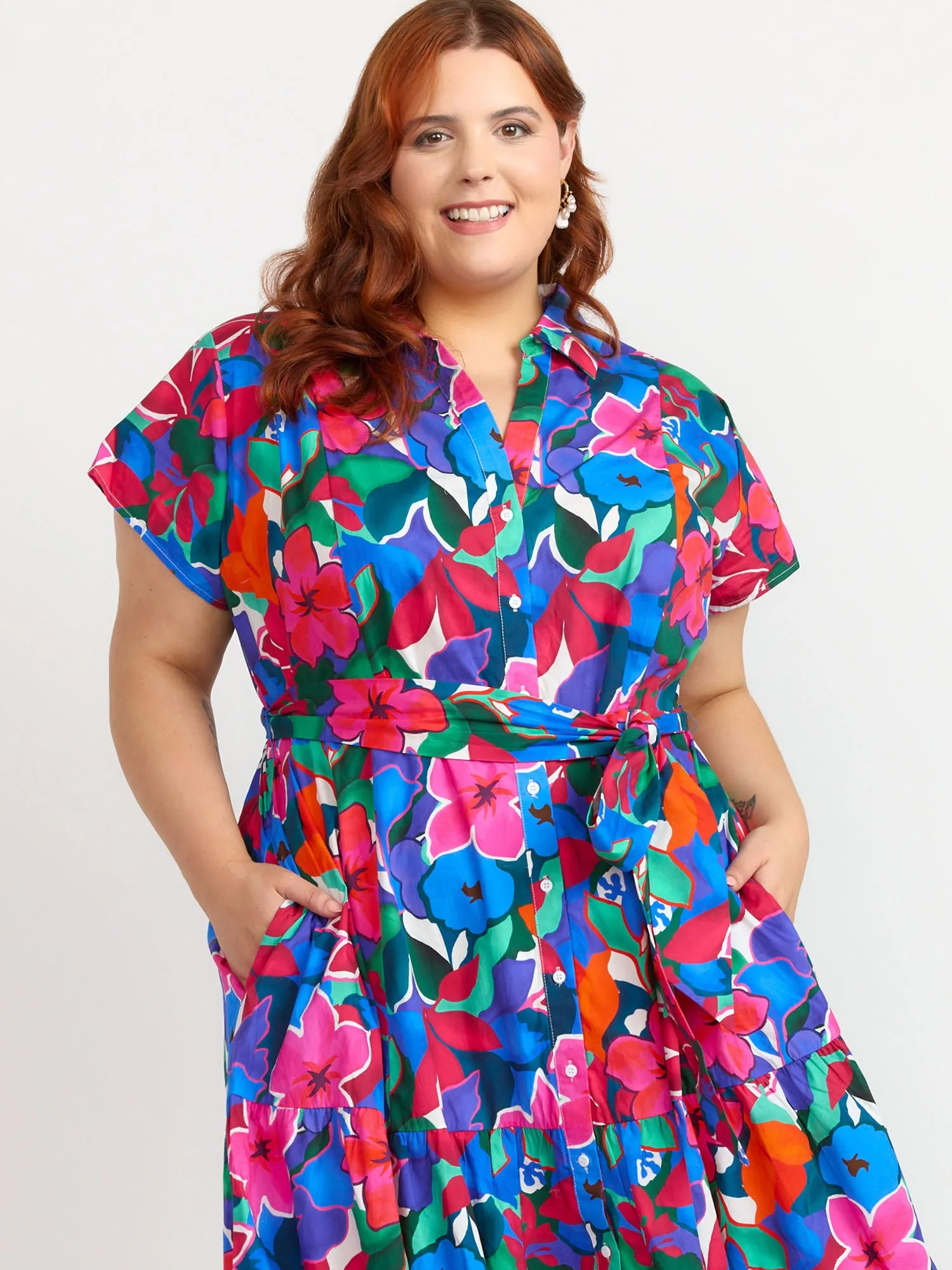 Plus Bold Floral Shirt Dress
