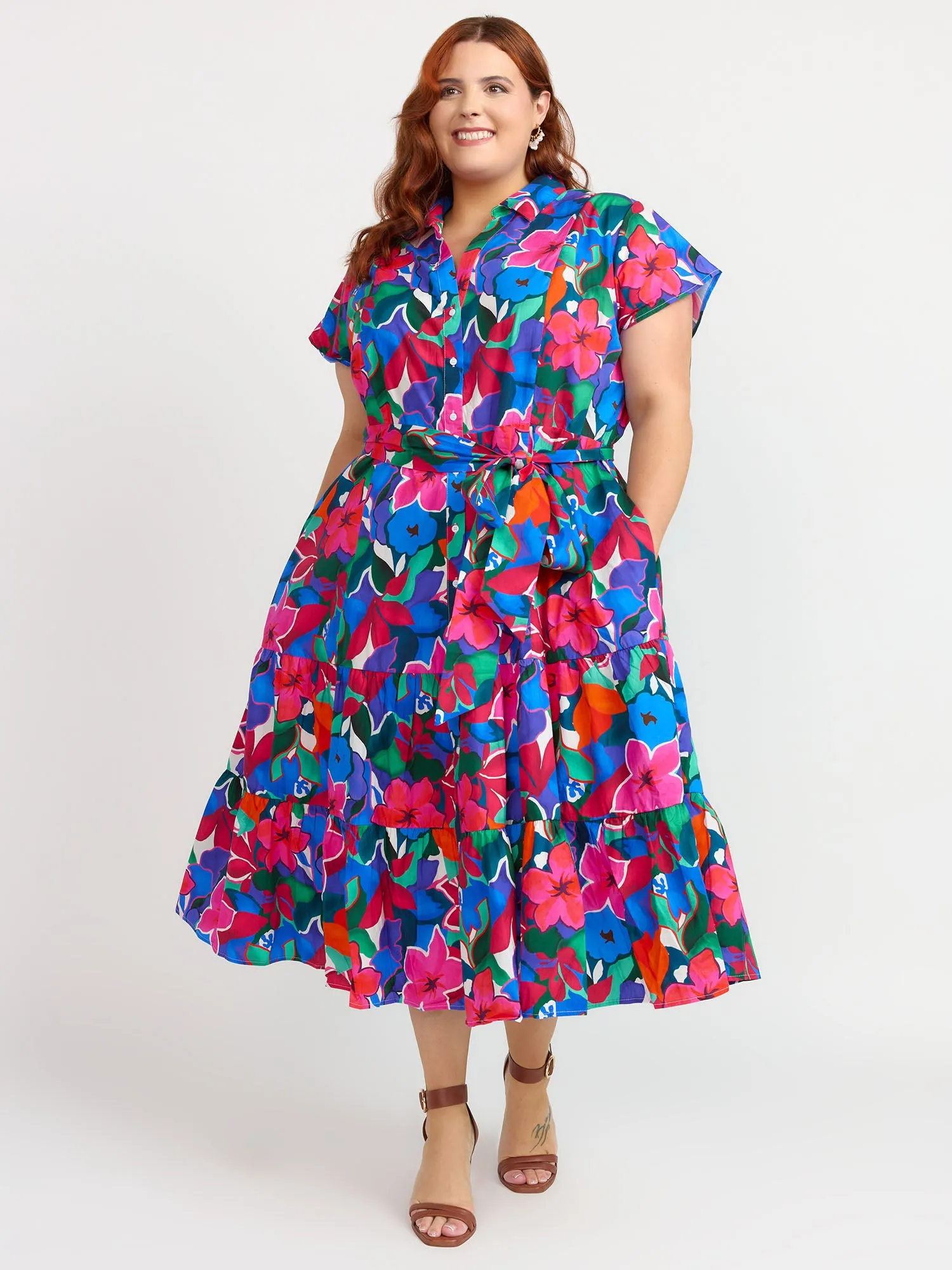 Plus Bold Floral Shirt Dress