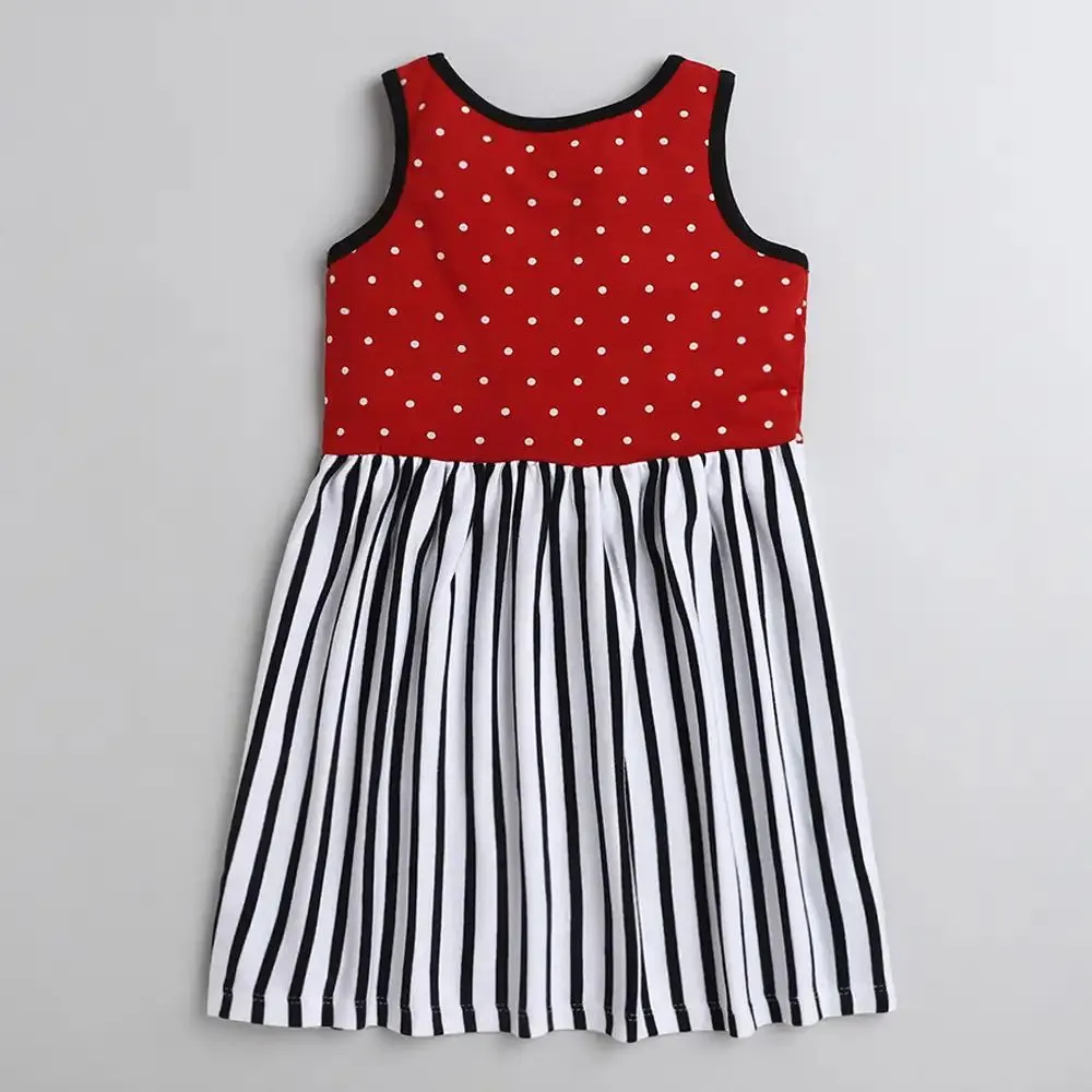 Polka with Stripes Printed Dress