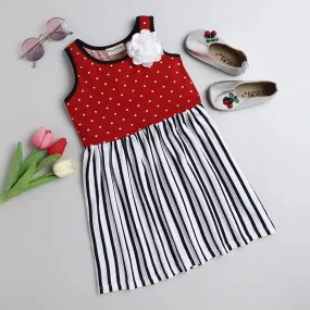 Polka with Stripes Printed Dress