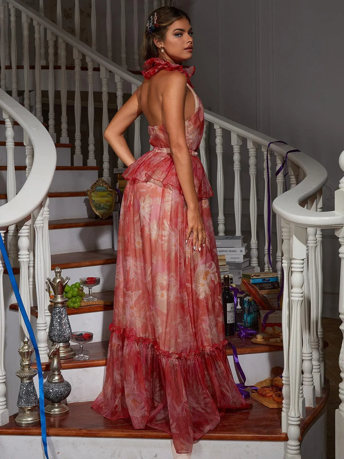 Pollux Halterneck Floral Maxi Dress