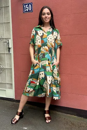 Pueblito Villa Dress Long Green in Viscose