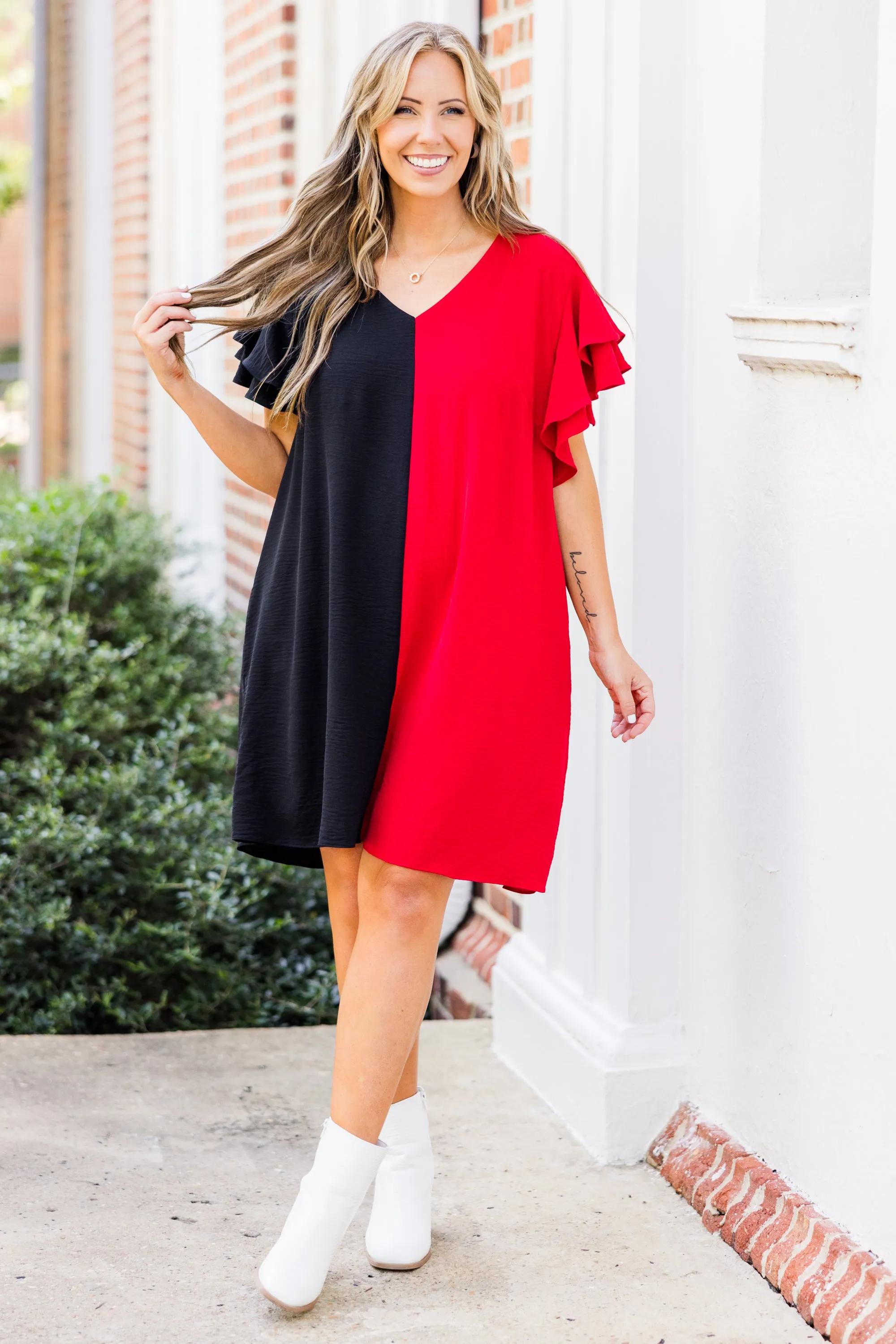 Saturday Best Dress, Black-Crimson