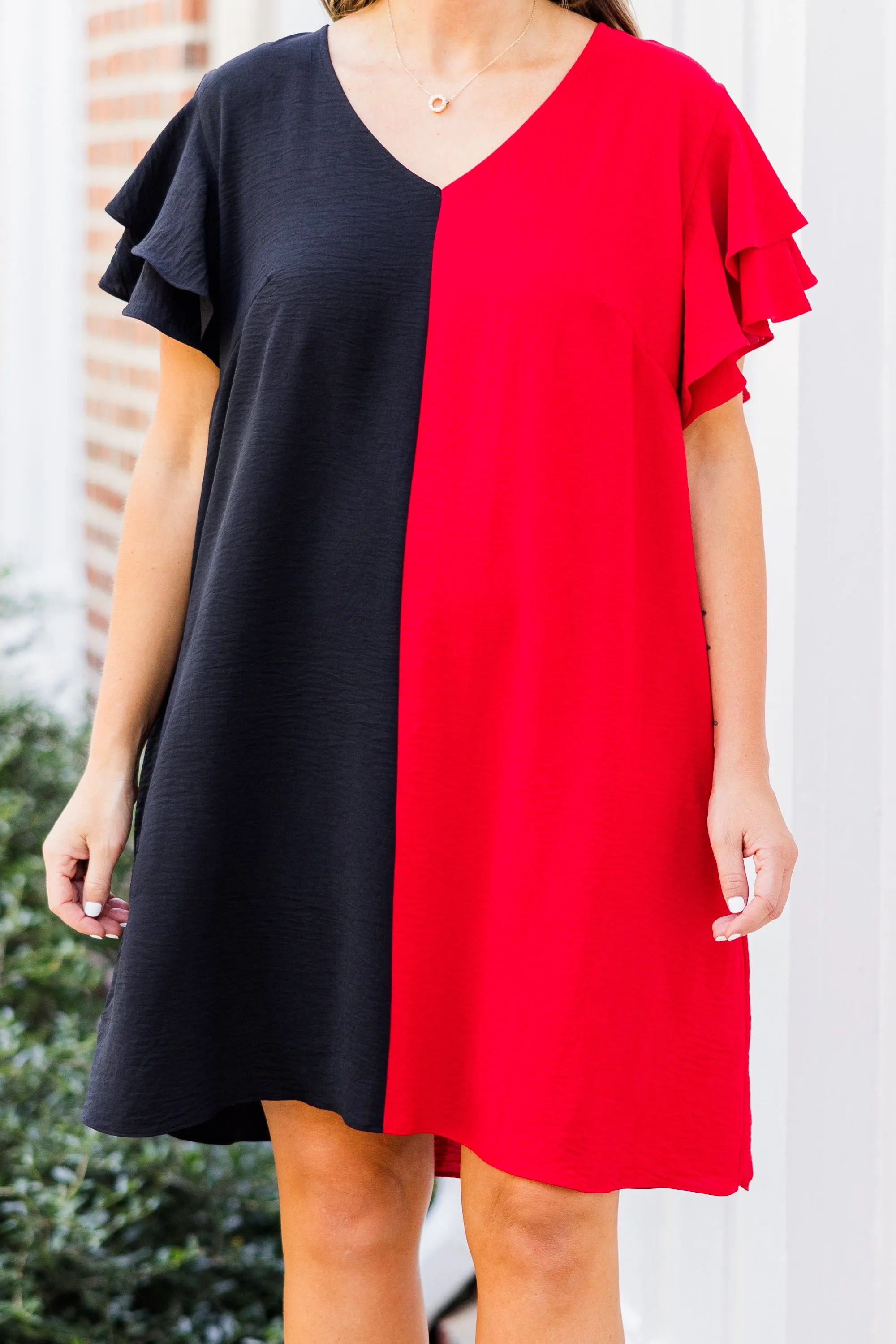Saturday Best Dress, Black-Crimson