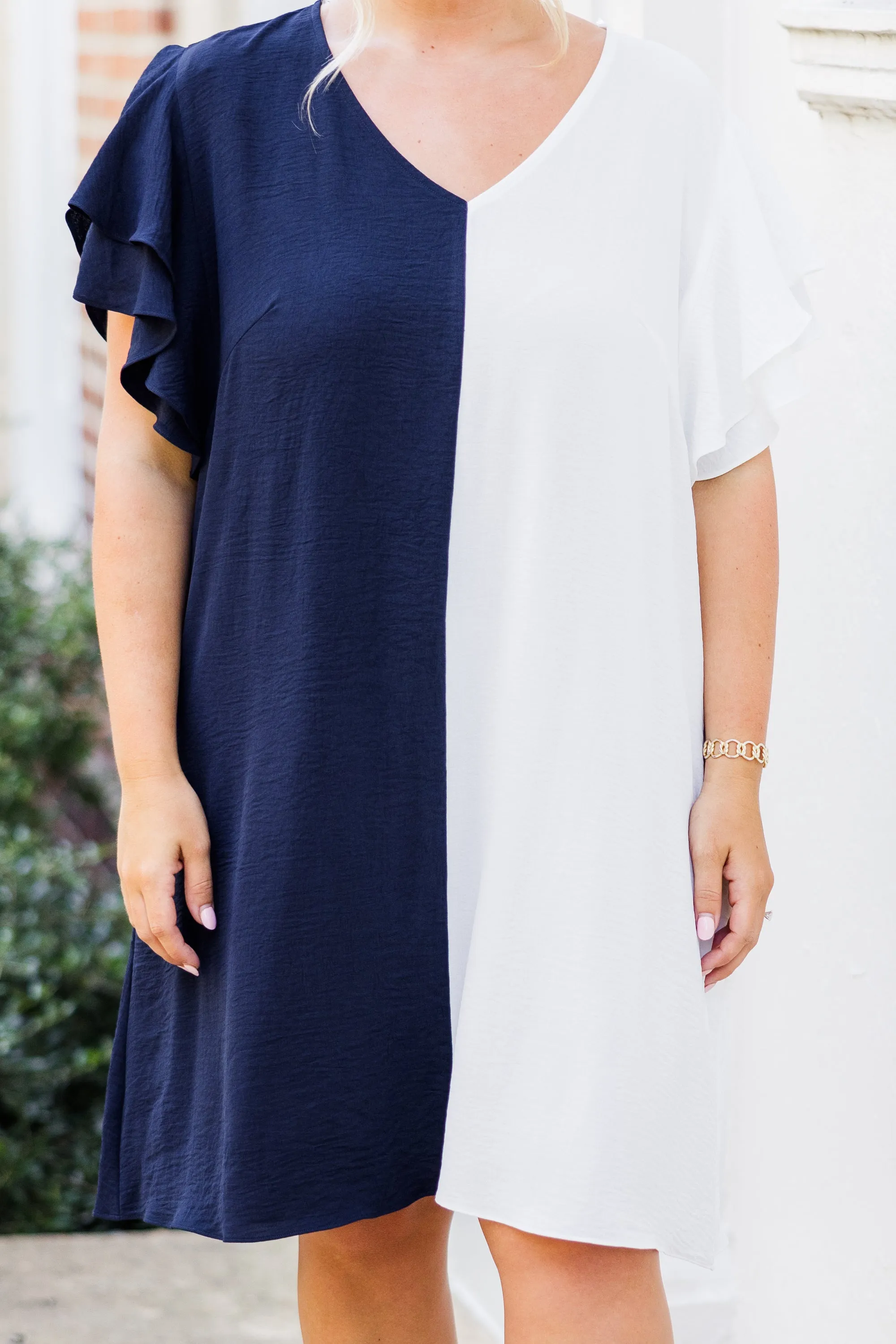 Saturday Best Dress, Navy-White