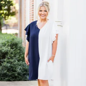 Saturday Best Dress, Navy-White