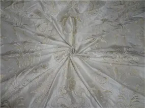 SILK DUPIONI EMBROIDERY REVERSABLE IVORY AND BLACK AND IVORY AND CREAM 54" wide DUP#E12
