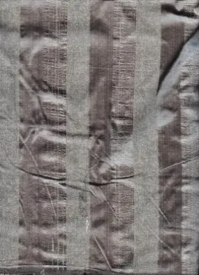 SILK DUPIONI stripe Fabric silver grey stripes 54" wide [275]