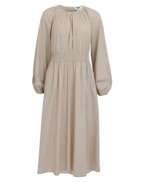 Silky Stretch Poplin Gathered Dress