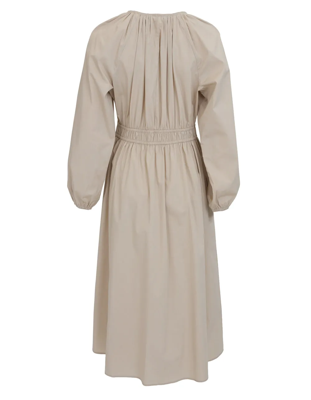 Silky Stretch Poplin Gathered Dress