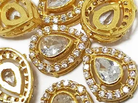 Silver & Golden Color Leaf Shaped Kundan Stones