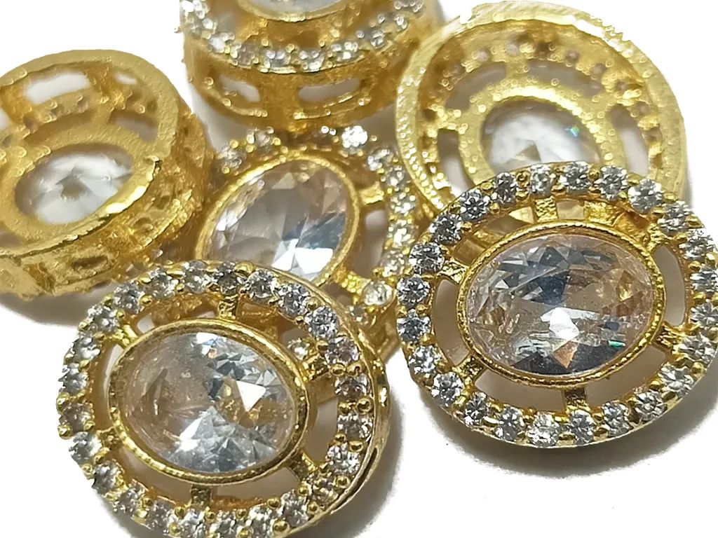 Silver & Yellow AD Quality Kundan Stones
