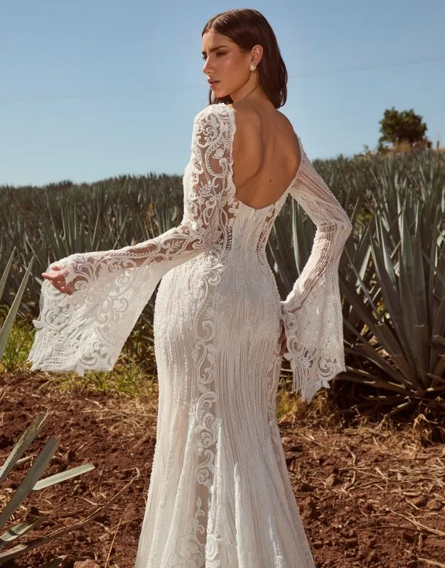 Size 14 La Perle LP2443 Burke Ivory/Light Nude Gown