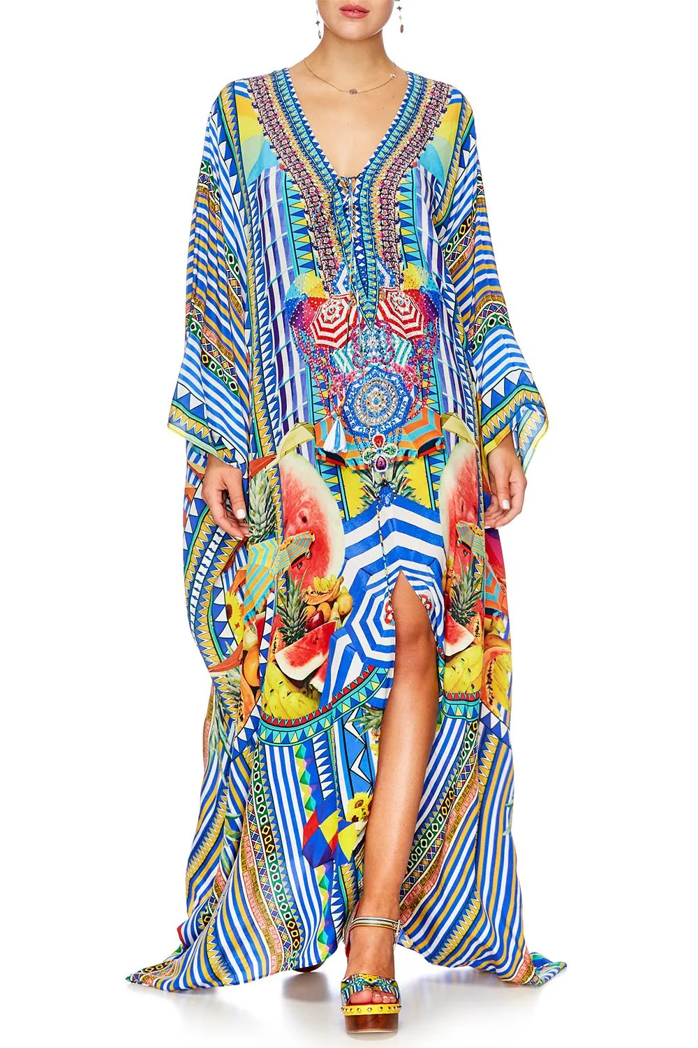 SPLIT HEM LACE UP KAFTAN BOOK A SHADE